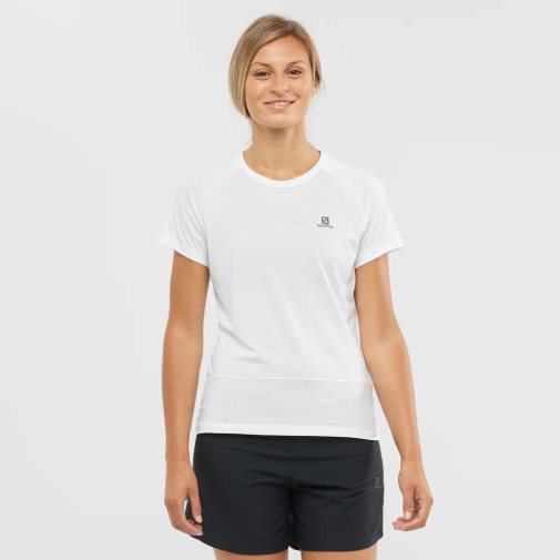 Camiseta Salomon Cross Run Curta Sleeve Feminino Branco | PT M19346